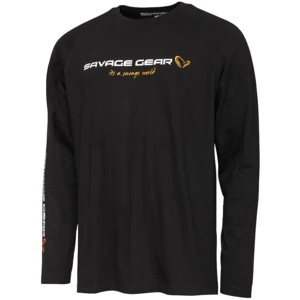 Savage gear tričko signature logo long sleeve t shirt black caviar - s