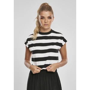 Ladies Stripe Short Tee Black/white