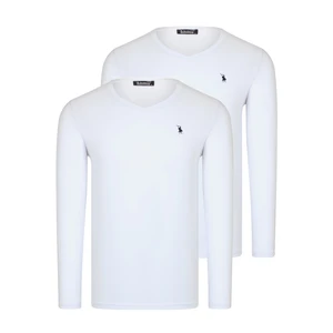 DOUBLE SET T8587 DEWBERRY V COLLAR MEN'S SWEATSHIRT-WHITE-WHITE