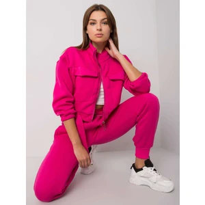 Women's fuchsia sweatshirt with zip fastening