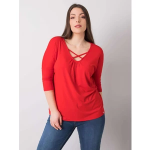 Plus size red viscose blouse