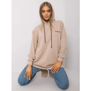 Ladies' beige sweatshirt with a hood