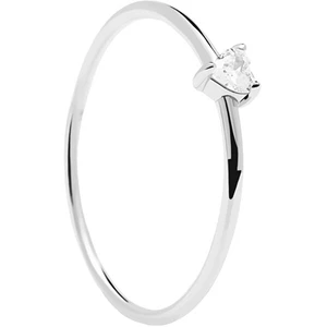 PDPAOLA Minimalistický strieborný prsteň so srdiečkom White Heart Silver AN02-223 56 mm