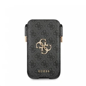 Puzdro na mobil Guess 4G Pouch Script Logo S/M (GUHCP12M4GPSGR) sivé puzdro na mobil • šnúrka na zavesenie na krk • výrez na nabíjačku v dolnej časti