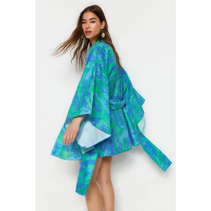 Trendyol Mini Woven Kimono & Kaftan with Belted Abstract Pattern