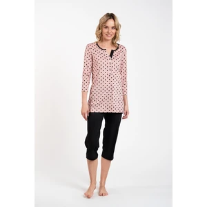 Pajamas Marit 3/4 sleeve, 3/4 legs - print/black