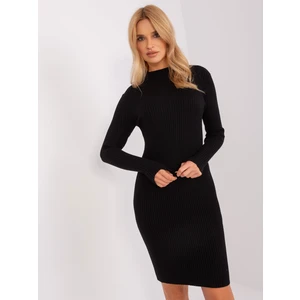 Black ribbed knit dress