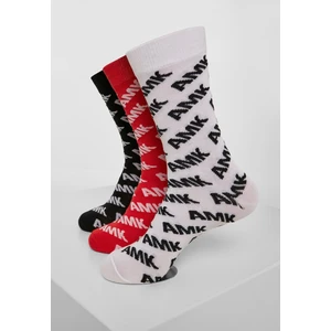 AMK Allover Socks 3-Pack Black/Red/White