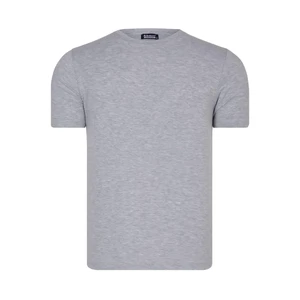 T8569 DEWBERRY BIKE COLLAR MENS T-SHIRT-PLAIN GREY