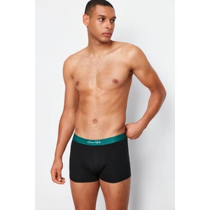 Trendyol Black Men's Letter Elastic 3-Pack Cotton Boxer