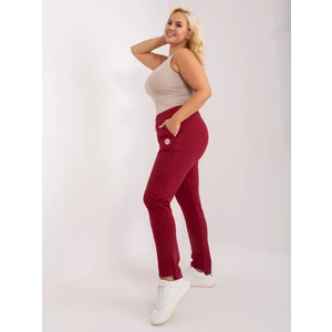 Burgundy cotton women's sweatpants plus size