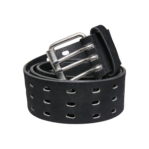 Velur Leather Tripple Thorn Buckle Belt černý