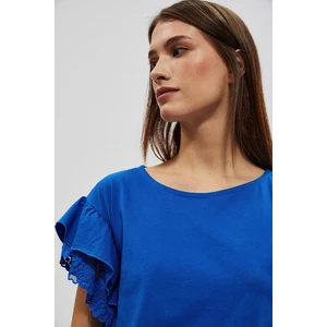 Blouse with frill on shoulders Moodo - blue