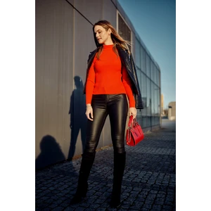 Lady's fitted turtleneck neon orange