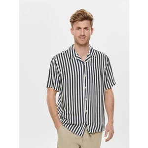 Dark blue striped regular fit shirt ONLY & SONS Wayne