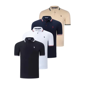 QUAD SET T8594 DEWBERRY MENS T-SHIRT-BLACK-WHITE-NAVY-BLUE-BEIGE