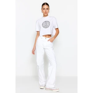 Trendyol White High Waist Wide Leg Jeans