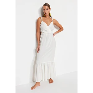 Trendyol White Maxi Weave Cut Out/Window Beach Dress