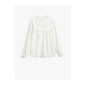 Koton Frill Collar blouse with Long Sleeves Elasticated Cuffs