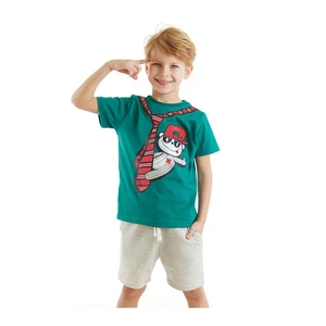 Denokids Tie Koala Boys Green T-shirt Gray Shorts Summer Suit