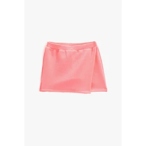 Koton Basic Mini Shorts Skirt Double Breasted. Elastic Waist, Textured.