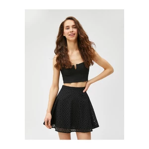 Koton Mini Skirt with Scalloped Ruffles Lined