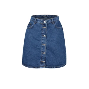 Trendyol Curve Light Blue High Waist Button Front Denim Skirt