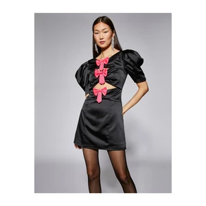 Koton Rachel Araz X Sequined Bow Detail Satin Mini Dress