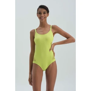 Dagi Pistachio Green Thin Straps U-Neck Swimsuit