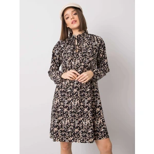 RUE PARIS Black loose pattern dress