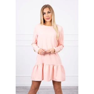 Dress with a flounce light powdered pink