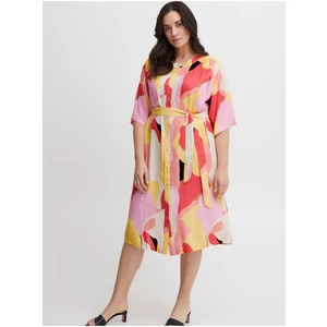 White-Pink Women Patterned Shirt Dress Fransa - Women