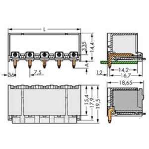 Konektor do DPS WAGO 2092-3423/200-000, 22.20 mm, pólů 3, rozteč 7.50 mm, 100 ks