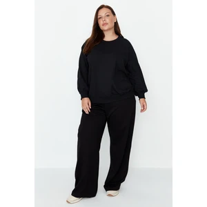 Trendyol Curve Black Wideleg Knitted Slim Sweatpants