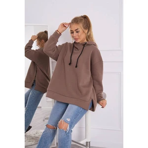 Insulated sweatshirt with zipper on the side mocca