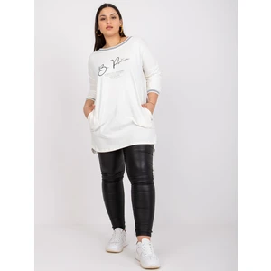 Ecru jersey tunic plus size with Blanche application