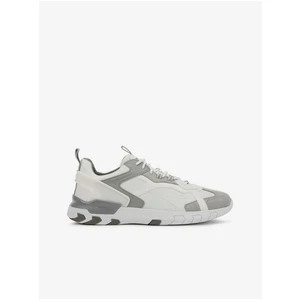 Grey-White Men's Leather Sneakers Geox Grecale - Men