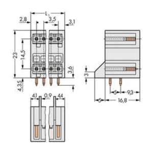 Konektor do DPS WAGO 734-405/001-000, 26.60 mm, pólů 5, rozteč 3.50 mm, 100 ks