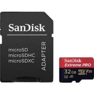 Pamäťová karta micro SDHC, 32 GB, SanDisk Extreme® Pro, Class 10, UHS-I, UHS-Class 3, v30 Video Speed Class, vr. SD adaptéru, výkonnostný štandard A1