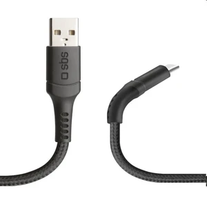 SBS Kábel UNBREAKABLE, USB/USB-C, 1m, čierny