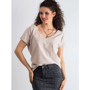 Cotton V-neck t-shirt in light coffee