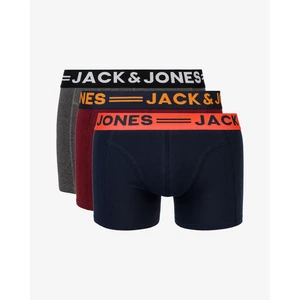 Jack&Jones 3 PACK - pánske boxerky JACLICHFIELD 12113943 Burgundy XL