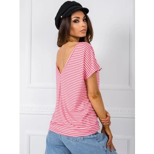 RUE PARIS White and coral striped t-shirt