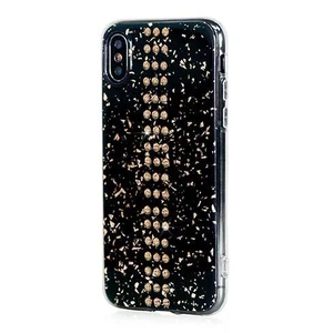 Swarovski kryt Stripe pre iPhone XS/X - Black Galaxy/Gold