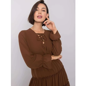 Brown dress with a frill
