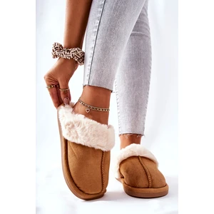 Women's Slippers With Fur Camel Pinky