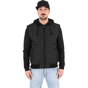 Hooded Diamond Quilt Nylon Jacket blk/blk