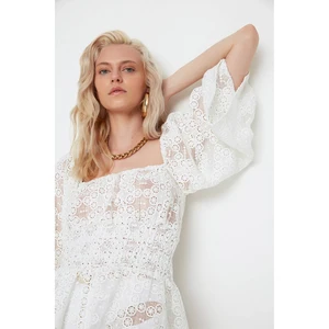 Trendyol X Moeva Ecru Carmen Neckline Lace Beach Dress