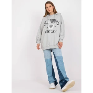 Gray sweatshirt with a printed design and long sleeves