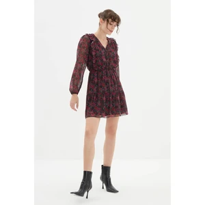 Trendyol Black Patterned Buttoned Dress